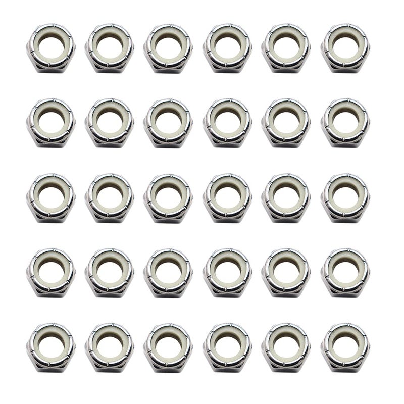 STORMCUBE 5/16"-18 Nylon Insert Hex Lock Nuts 30 Pack 304 Stainless Steel Self-Locking Nylon Lock Nuts Plain Finish for Industrial Construction Fasteners - Image 1